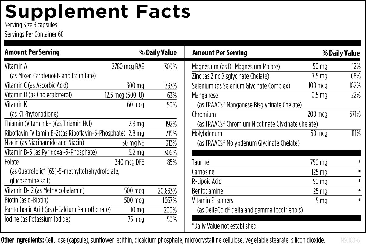 Metabolic Series Multi 180caps – WFH Natural Pharmacy